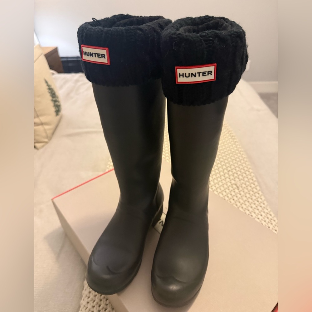 Hunter Black Knee-High Boots
